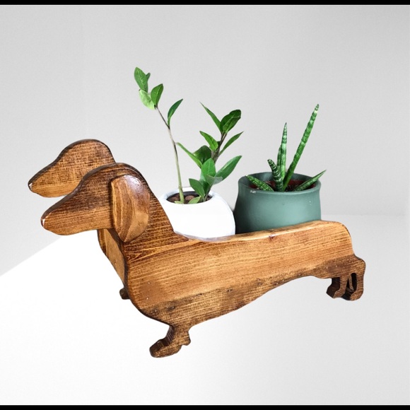 COPY - Handmade Rusty the wiener dog planter sled - Picture 4 of 9
